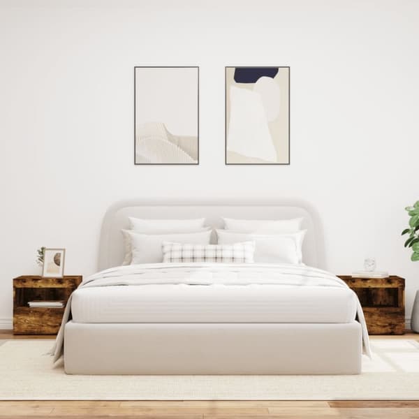 vidaXL Yöpöydät LED-valoilla 2 kpl savutammi 50x40x45 cm