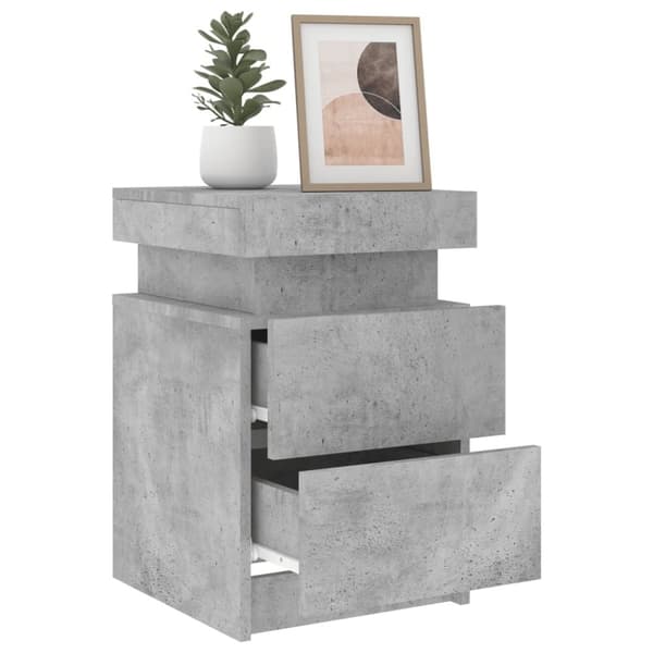 vidaXL sengeborde 2 stk. med LED-lys 35x39x55 cm betongrå