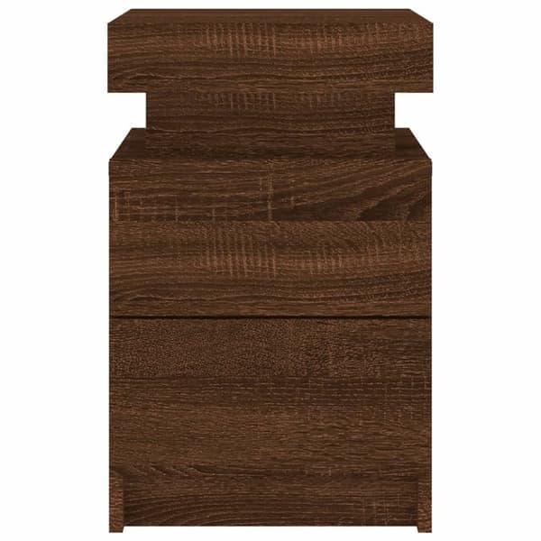 vidaXL Yöpöydät LED-valoilla 2 kpl ruskea tammi 35x39x55 cm