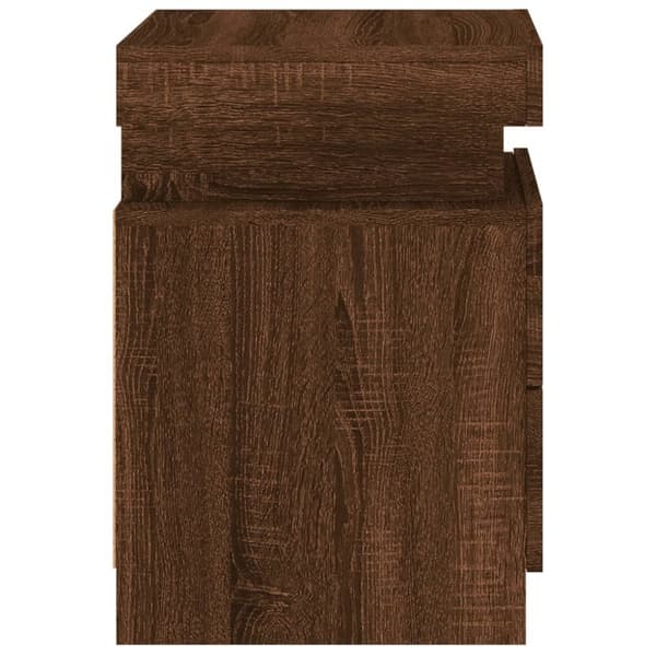 vidaXL Yöpöydät LED-valoilla 2 kpl ruskea tammi 35x39x55 cm