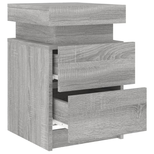 vidaXL Sängbord med LED-lampor 2 st grå sonoma 35x39x55 cm