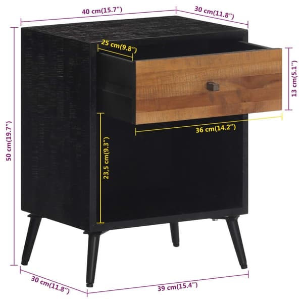 vidaXL Sängbord 40x30x50 cm massiv teak
