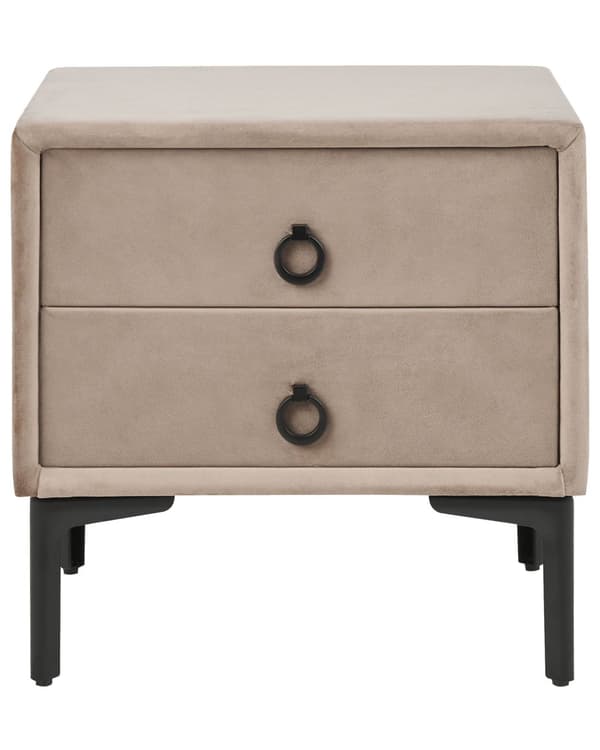 Sengebord Taupe Velour 44 x 38 x 45 cm Design Natbord med Skuffer Minimalistisk Design Soveværelsesmøbler Tilbehør