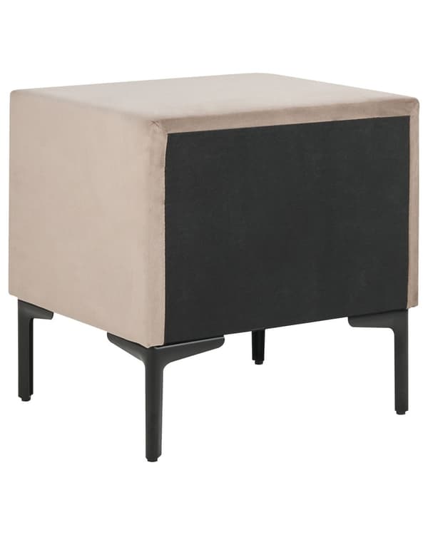 Sengebord Taupe Velour 44 x 38 x 45 cm Design Natbord med Skuffer Minimalistisk Design Soveværelsesmøbler Tilbehør