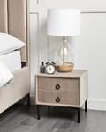 Miniatyrbillede 2 af 9: Sengebord Taupe Velour 44 x 38 x 45 cm Design Natbord med Skuffer Minimalistisk Design Soveværelsesmøbler Tilbehør