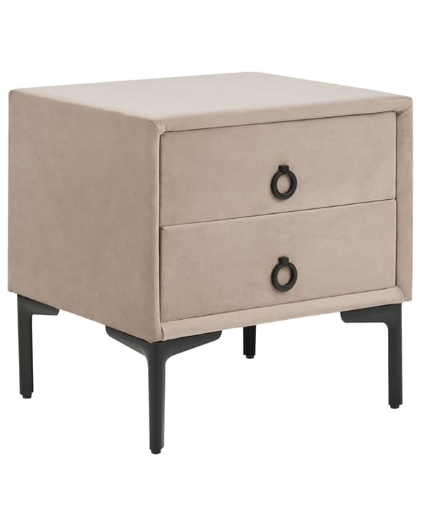 Sengebord Taupe Velour 44 x 38 x 45 cm Design Natbord med Skuffer Minimalistisk Design Soveværelsesmøbler Tilbehør