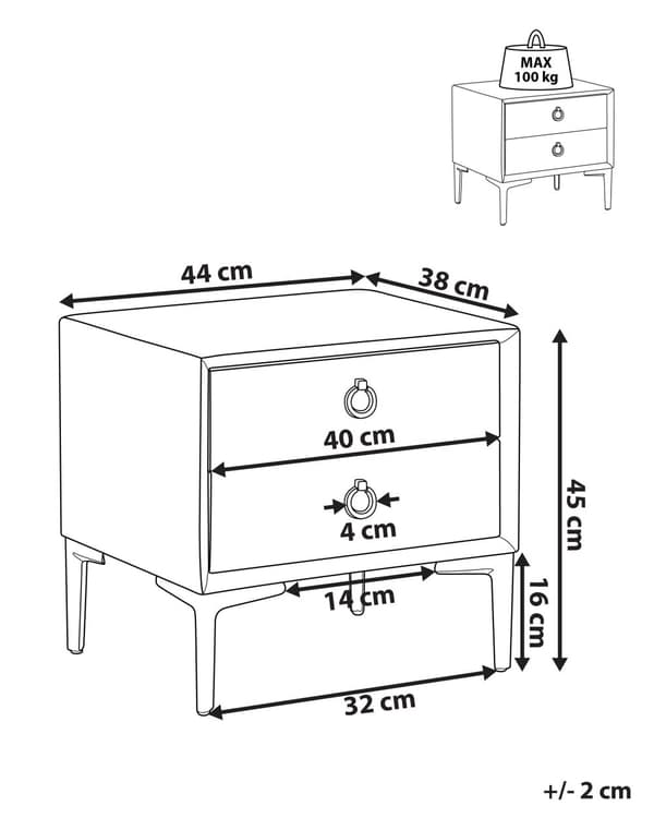 Sengebord Mørkegrøn Velour 44 x 38 x 45 cm Design Natbord med Skuffer Minimalistisk Design Soveværelsesmøbler Tilbehør