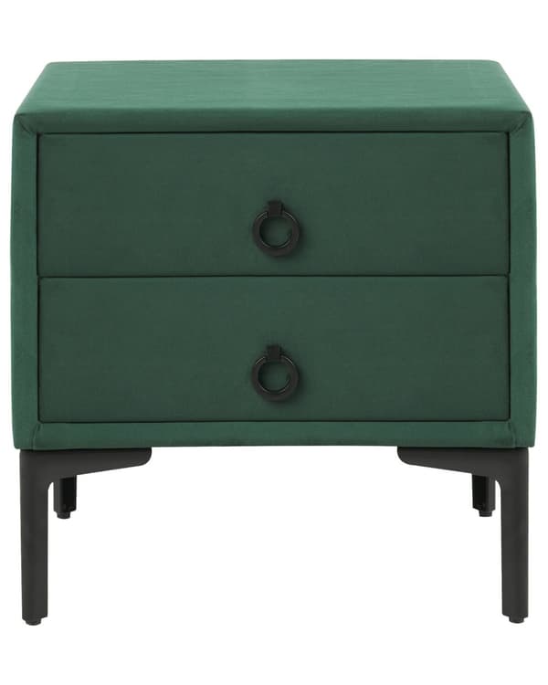 Sengebord Mørkegrøn Velour 44 x 38 x 45 cm Design Natbord med Skuffer Minimalistisk Design Soveværelsesmøbler Tilbehør