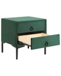 Miniatyrbillede 5 af 8: Sengebord Mørkegrøn Velour 44 x 38 x 45 cm Design Natbord med Skuffer Minimalistisk Design Soveværelsesmøbler Tilbehør
