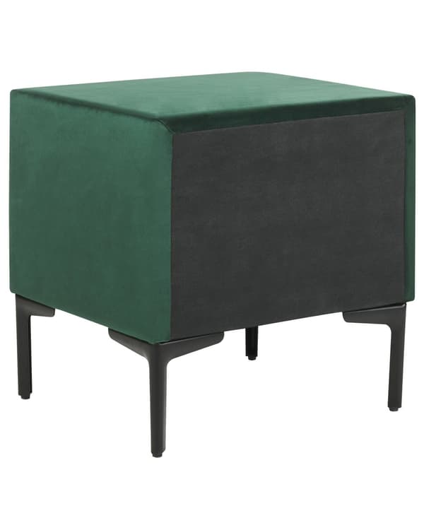 Sengebord Mørkegrøn Velour 44 x 38 x 45 cm Design Natbord med Skuffer Minimalistisk Design Soveværelsesmøbler Tilbehør