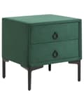 Miniatyrbillede 1 af 8: Sengebord Mørkegrøn Velour 44 x 38 x 45 cm Design Natbord med Skuffer Minimalistisk Design Soveværelsesmøbler Tilbehør