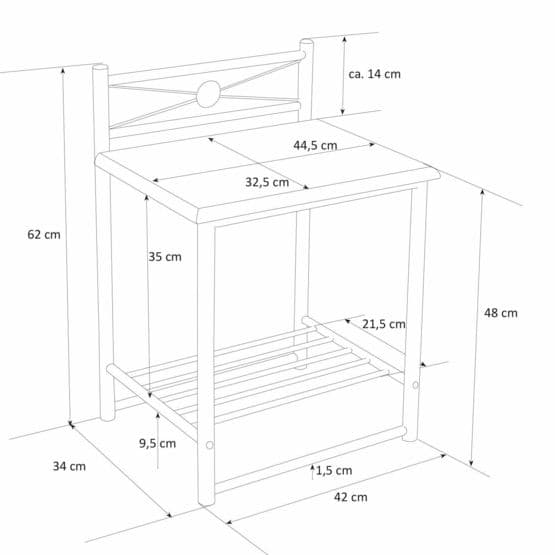 Sängbord - Metall - Brunt - Kors