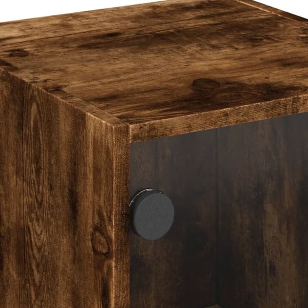 vidaXL sengeborde 2 stk. med glaslåger 35x37x42 cm røget egetræsfarve