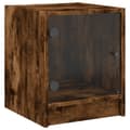 Miniatyrbilde 5 av 11: vidaXL Nattbord med glassdører 2 stk røkt eik 35x37x42 cm