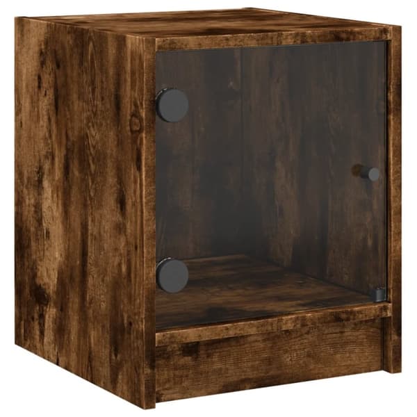vidaXL Nattbord med glassdører 2 stk røkt eik 35x37x42 cm