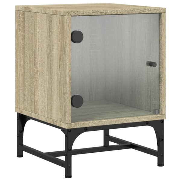 vidaXL sengeborde med glaslåger 2 stk. 35x37x50 cm grå sonoma-eg