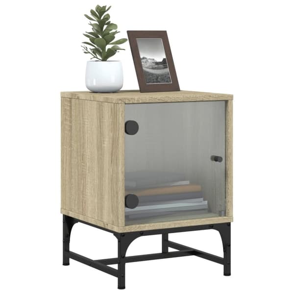 vidaXL sengeborde med glaslåger 2 stk. 35x37x50 cm grå sonoma-eg
