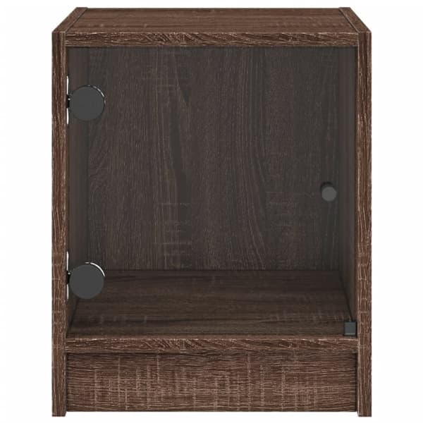 vidaXL sengebord med glaslåger 35x37x42 cm brun egetræ