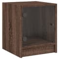 Miniatyrbillede 1 af 11: vidaXL sengebord med glaslåger 35x37x42 cm brun egetræ