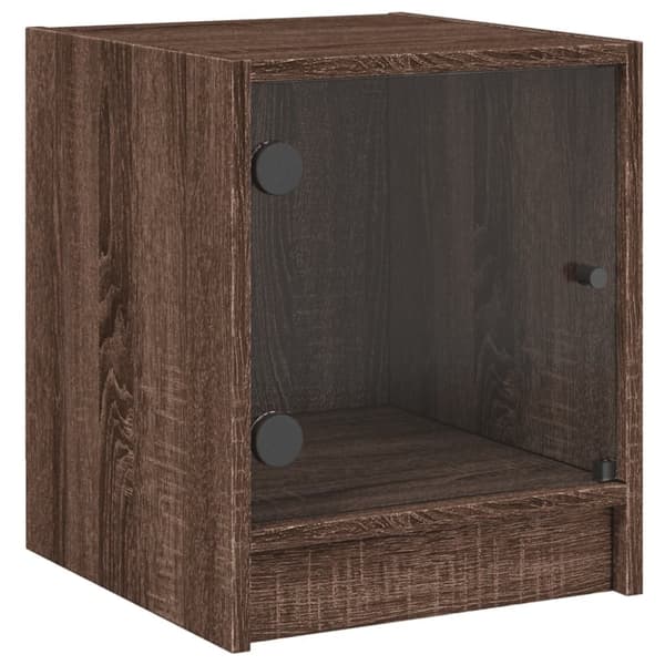vidaXL sengebord med glaslåger 35x37x42 cm brun egetræ