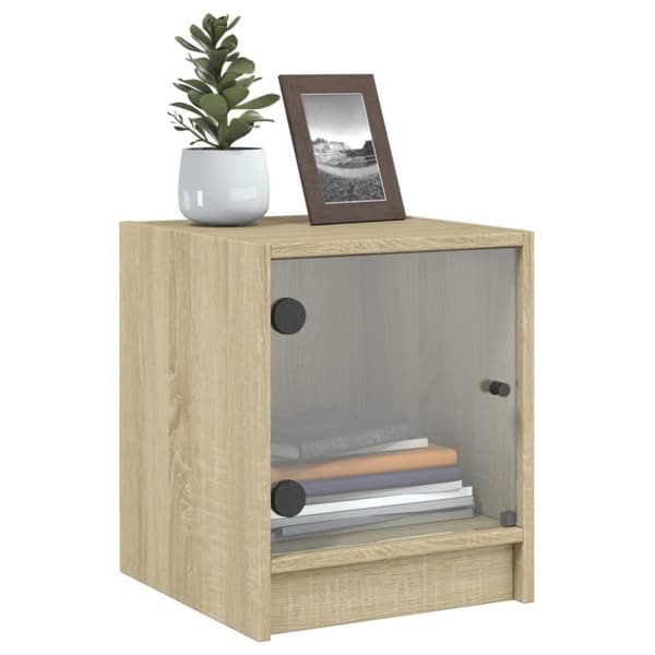 vidaXL Nattbord med glassdører 2 stk sonoma eik 35x37x42 cm