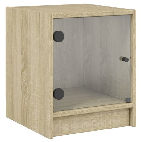 vidaXL sengeborde med glaslåger 2 stk. 35x37x42 cm grå sonoma-eg