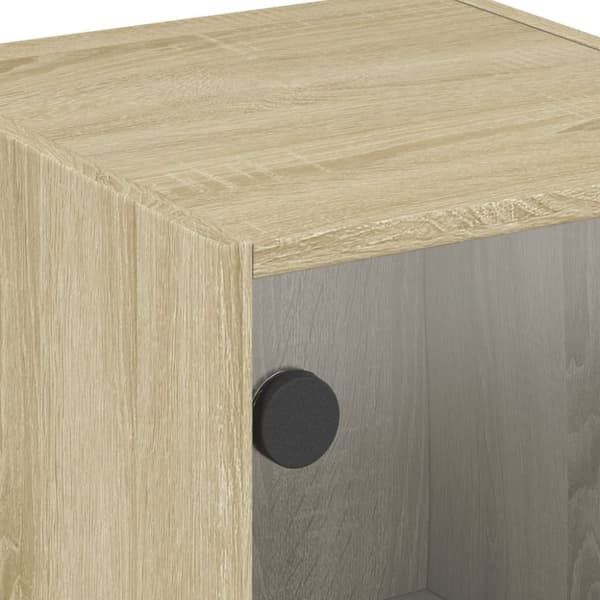 vidaXL sengeborde med glaslåger 2 stk. 35x37x42 cm grå sonoma-eg