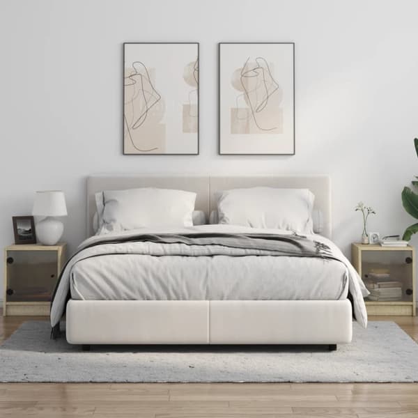 vidaXL sengeborde med glaslåger 2 stk. 35x37x42 cm grå sonoma-eg