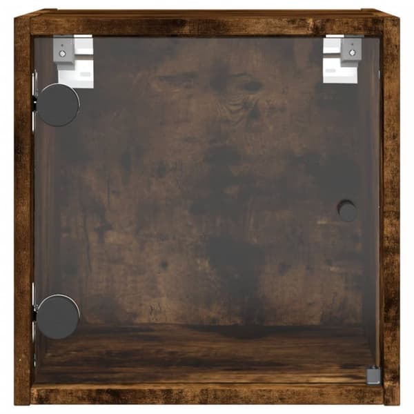 vidaXL Nattskap med glassdører røkt eik 35x37x35 cm