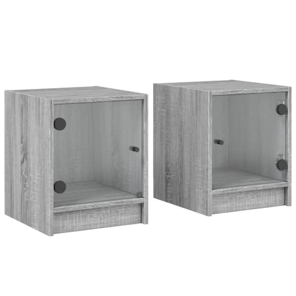 vidaXL Yöpöydät lasiovilla 2 kpl harmaa Sonoma 35x37x42 cm