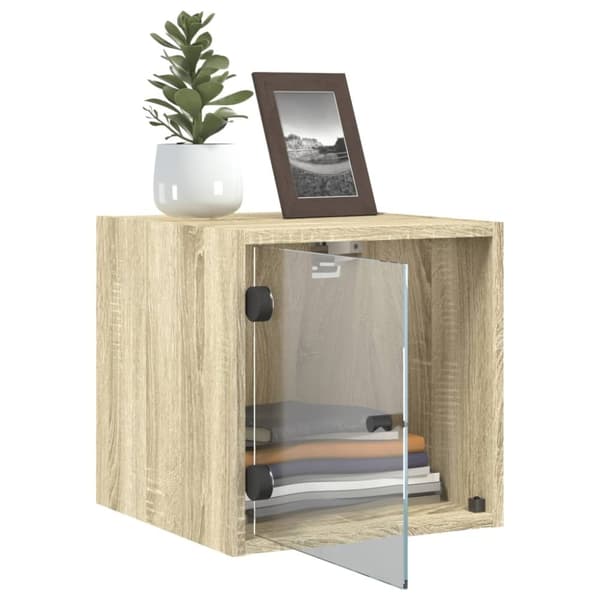 vidaXL sengeborde med glaslåger 2 stk. 35x37x35 cm grå sonoma-eg