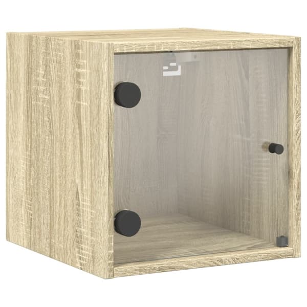 vidaXL sengeborde med glaslåger 2 stk. 35x37x35 cm grå sonoma-eg