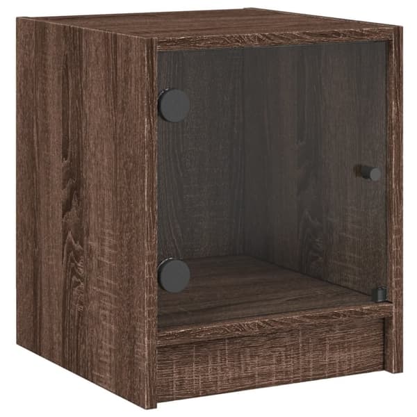 vidaXL sengeborde med glaslåger 2 stk. 35x37x42 cm brun egetræ