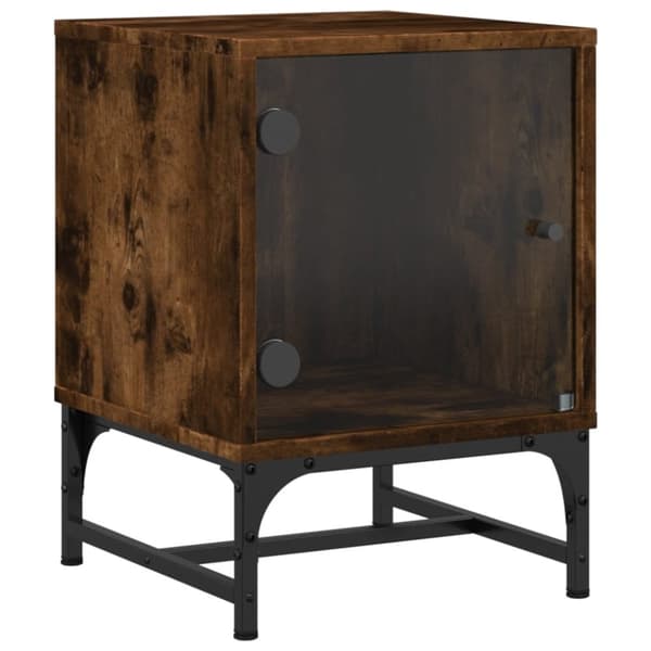vidaXL sengeborde 2 stk. med glaslåger 35x37x50 cm røget egetræsfarve