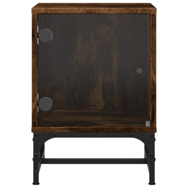vidaXL sengeborde 2 stk. med glaslåger 35x37x50 cm røget egetræsfarve