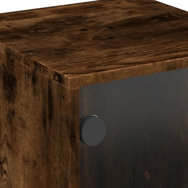 vidaXL sengeborde 2 stk. med glaslåger 35x37x50 cm røget egetræsfarve