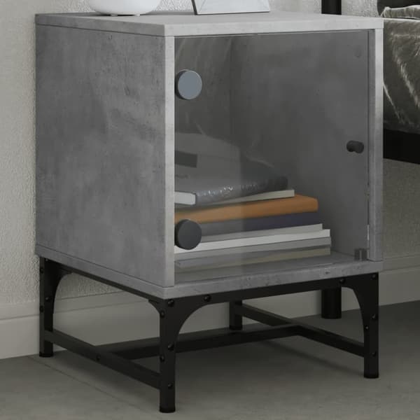 vidaXL Nattbord med glassdører 2 stk betonggrå 35x37x50 cm