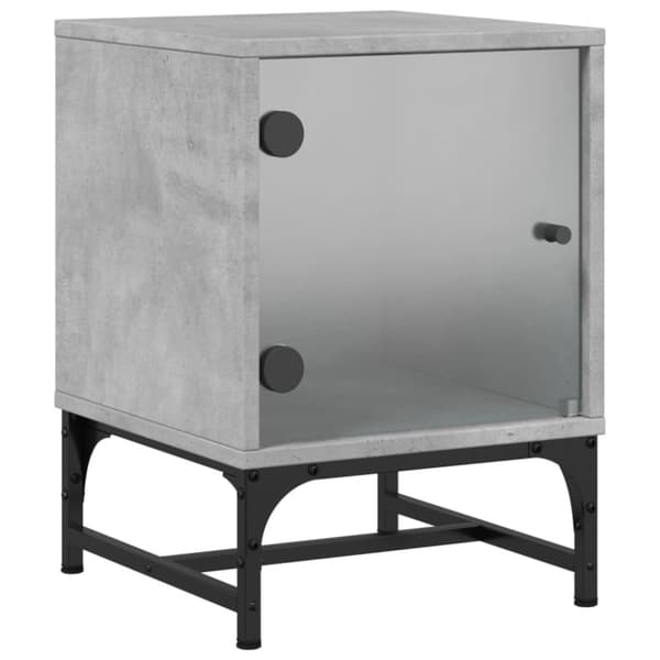 vidaXL sengebord med glaslåger 35x37x50 cm betongrå