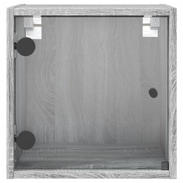 vidaXL sengeborde med glaslåger 2 stk. 35x37x35 cm grå sonoma-eg