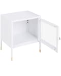Miniatyrbillede 6 af 10: Sengebord Hvid Stål 51 x 45 x 35 cm Net Dør Firkantet Natbord Industrielt Metalskab Retro Design Soveværelse Opbevaringsmøbel Indretning