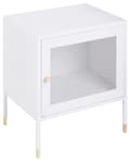 Miniatyrbillede 1 af 10: Sengebord Hvid Stål 51 x 45 x 35 cm Net Dør Firkantet Natbord Industrielt Metalskab Retro Design Soveværelse Opbevaringsmøbel Indretning
