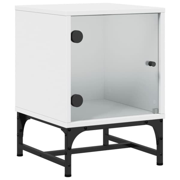 vidaXL sengebord med glaslåger 35x37x50 cm hvid