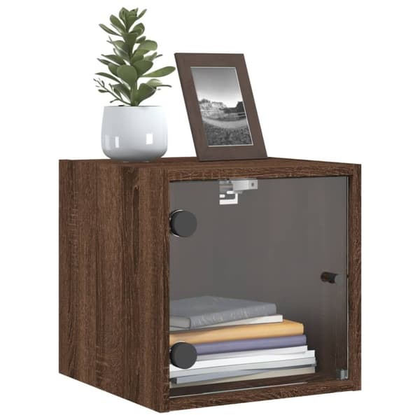 vidaXL Nattbord med glassdører 2 stk brun eik 35x37x35 cm