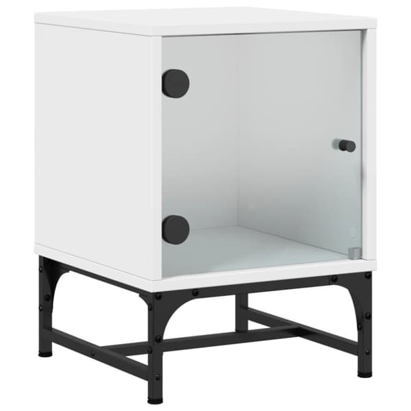 vidaXL Nattbord med glassdører 2 stk hvit 35x37x50 cm