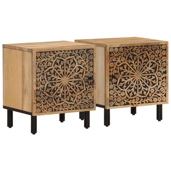 vidaXL Nattbord 2 stk 40x33x46 cm heltre mango