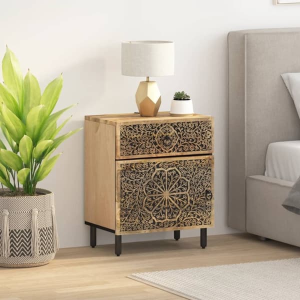 vidaXL Nattbord 50x33x60 cm heltre mango