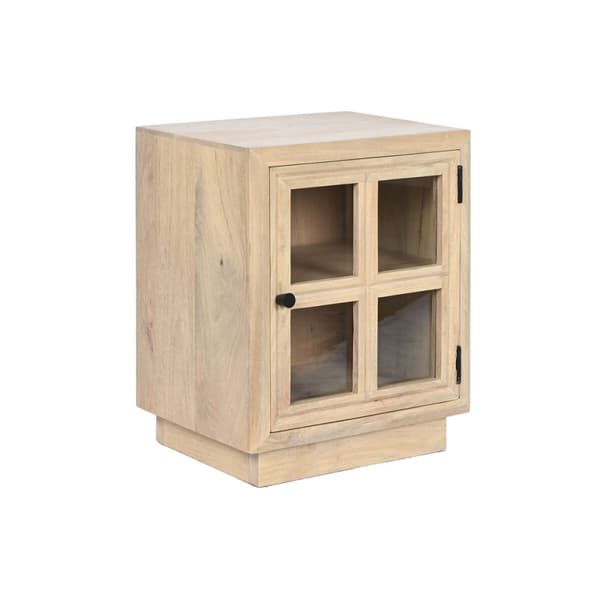Nattduksbord Home ESPRIT Naturell Glas Mangoträ 45 x 35 x 57 cm