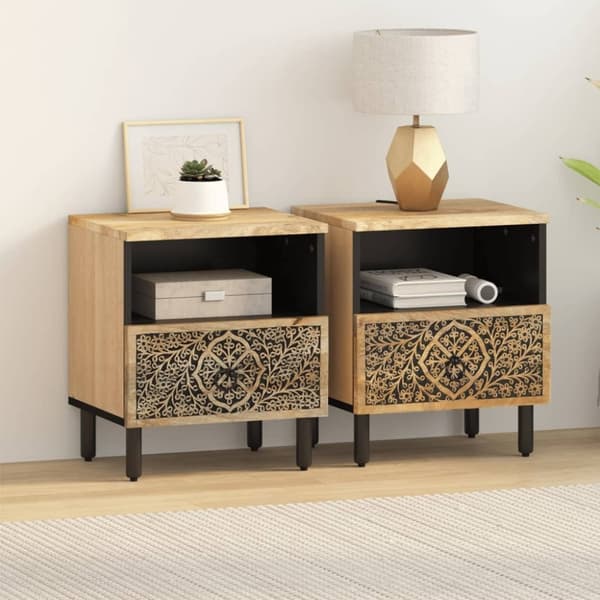 vidaXL sengeborde 2 stk. 40x33x46 cm massivt mangotræ
