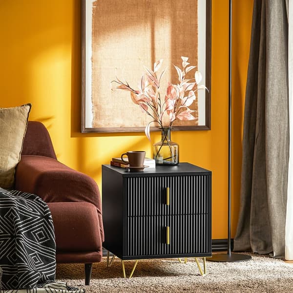 SoBuy Nattduksbord med 2 lådor Soffbord Sidobord Sängbord FBT115-SCH