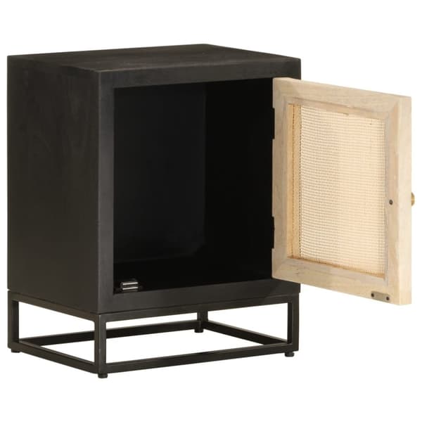 vidaXL Nattbord svart 40x30x50 cm heltre mango og jern